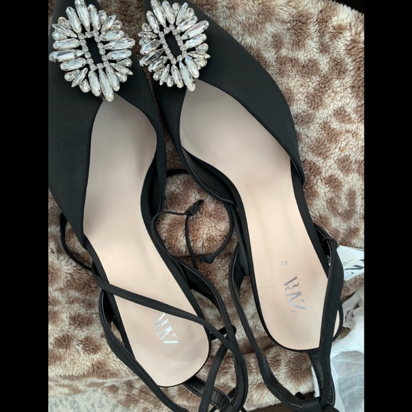 NWT Zara Sparkly strappy heeled shoes - Picture 2 of 5